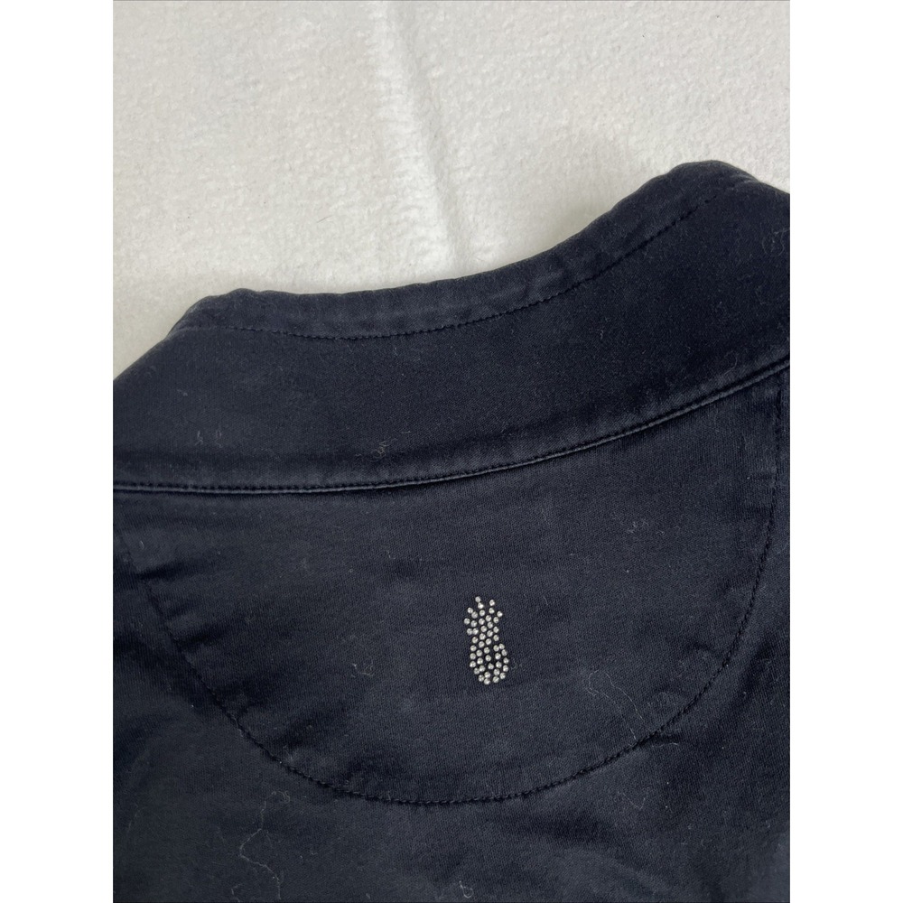 Tommy Bahama Womens Half Zip Jacket Black Pima Cotton Pineapple Sparkle Large - Picture 8 of 8